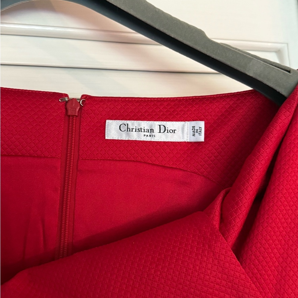 Dior Red Asymmetrical Ruffled Sheath Mini Dress - Picture 4 of 5
